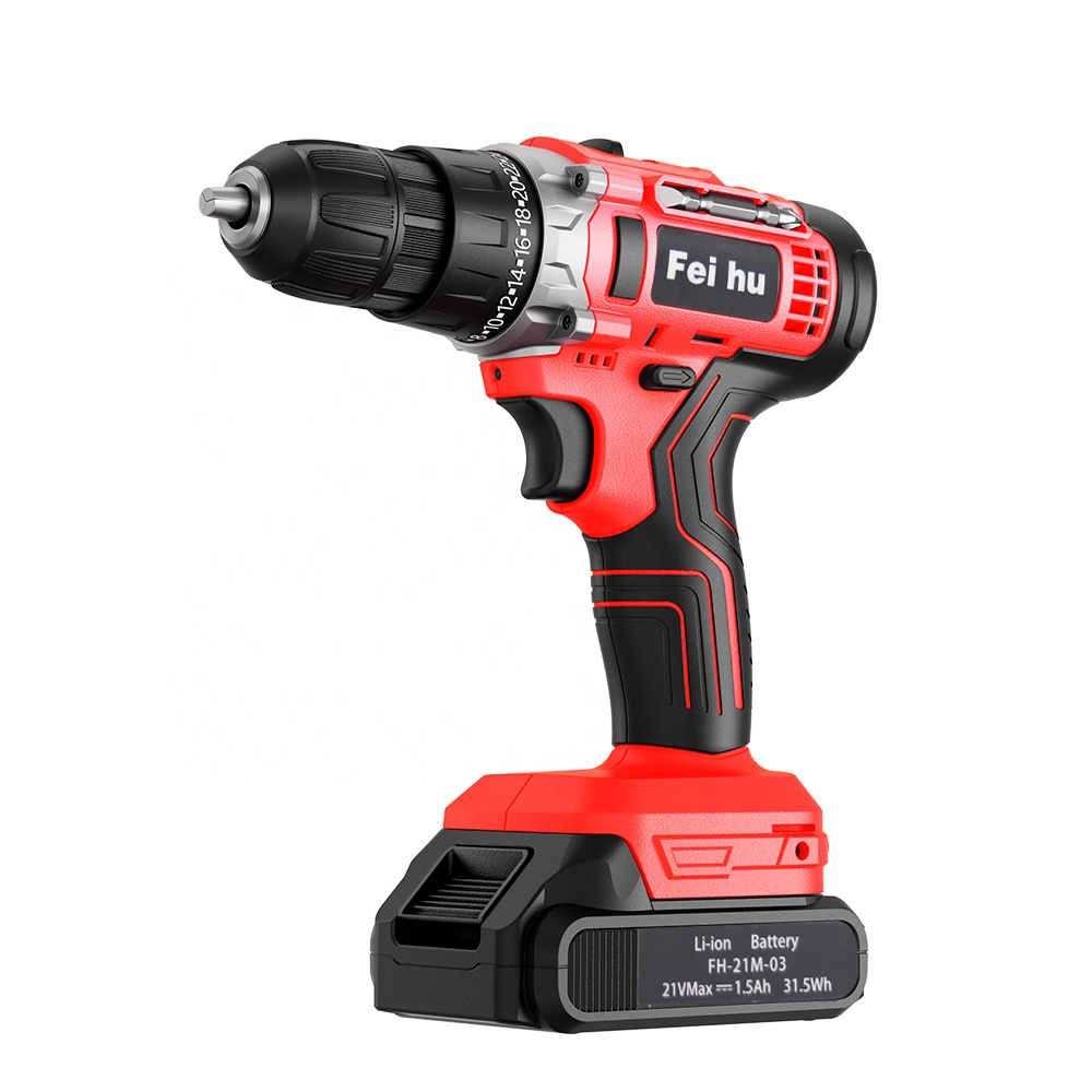Customizable 18V Cordless Two Speed Hand Drill Machine 10MM Lithium Battery Power Tools Impact Shock Concrete Variable Speed OEM