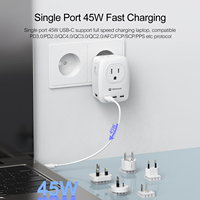 Adaptador de Viaje Universal Wontravel Portátil Tipo B C E F G I Intercambiable 45W PD para Laptop, Cámara, Auriculares, 7 en 1