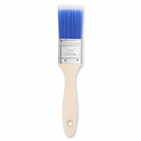 Pinceau plat durable de 1,5 pouce à poils synthétiques, manche en bois dégradé bleu-blanc, virole argentée, pinceau de précision pour les coins