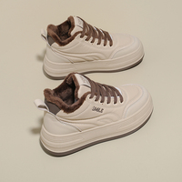 Chaussures décontractées montantes pour femme, en PU doublé de peluche, de haute qualité, pour l'hiver, à lacets, confortables, semelles souples antidérapantes