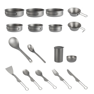 Meilleures ventes 2026 : Ensemble tasse, bol et cuillère en titane, léger et pliable, pour le <span class=keywords><strong>camping</strong></span> - Product Image 2