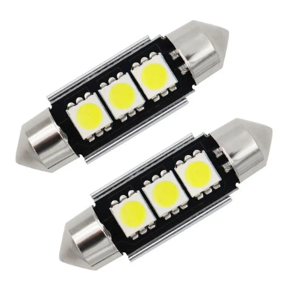Ampoule de feston à LED CANBUS sans erreur 36/39MM 5050 3 SMD Ampoules de feston à LED pour feux de porte de plaque d'immatriculation de voiture 12V