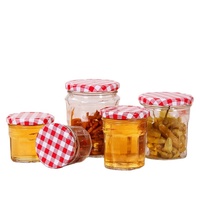 Bahasa Perancis Gaya Dua Belas Sisi 200 Ml Toples Selai untuk Saus Madu Acar Permen dengan Twist Off Sekrup Sekrup Logam tutup