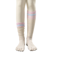 Professionnel antidérapant dames Yoga chaussettes fleur couleur correspondant personnalisé automne 5 orteil genou haute coton Pilates