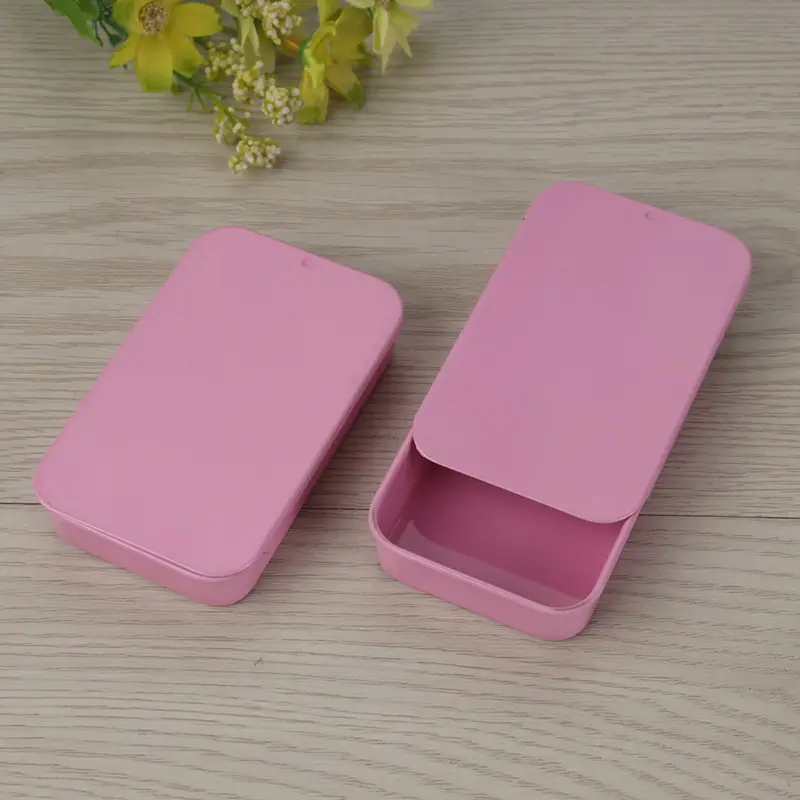 Boîte en fer blanc à personnaliser 80X50X15, emballage personnalisé rose pour savon des sourcils/cosmétiques, étui en étain