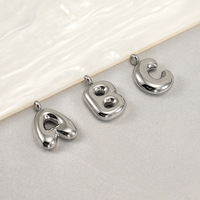 Stainless Steel 18K Gold Plated 26 Letters Name Jewelry Minimalist Bubble Initial Pendants for Necklace Making DIY