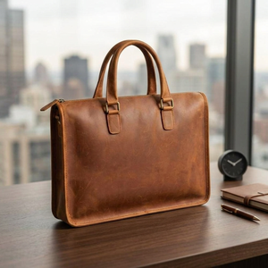 Genuine Leather Laptop Messenger Bags Waterproof Eco Friendly Luxury Simple Crossbody Handle Closure Heavy Duty Office Handbags - Product Image 1