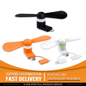 พัดลมมือถือขนาดเล็ก 3-in-1 คุณภาพสูง มอเตอร์ไร้แปรงถ่าน ดีไซน์กะทัดรัด ผลิตจากพลาสติก สำหรับอุปกรณ์ <span class=keywords><strong>Apple</strong></span> Android และ Type-C - Product Image 1