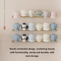Moderno Organizador de Sombreros de Hierro Resistente para Montar en la Pared con 9 Ganchos, Diseño Multifuncional y Elegante para Almacenamiento de Sombreros