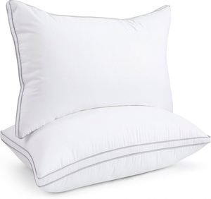 Almohada Moderna de Plumas de Ganso Natural con Soporte para el Cuello, Diseño Sólido, Funda 100% Algodón - Almohada de Viaje Personalizable para Dormir en Hoteles - Product Image 4