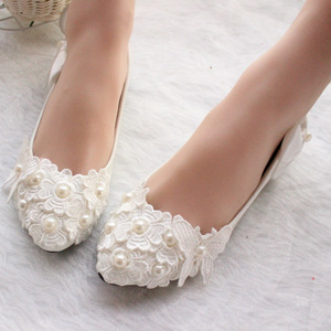 <span class=keywords><strong>Bai</strong></span>, zapatos de boda con lazo blanco para mujer, zapatos de boda de talla grande para mujer, zapatos de dama de honor sin cordones con perlas y mariposas - Product Image 4