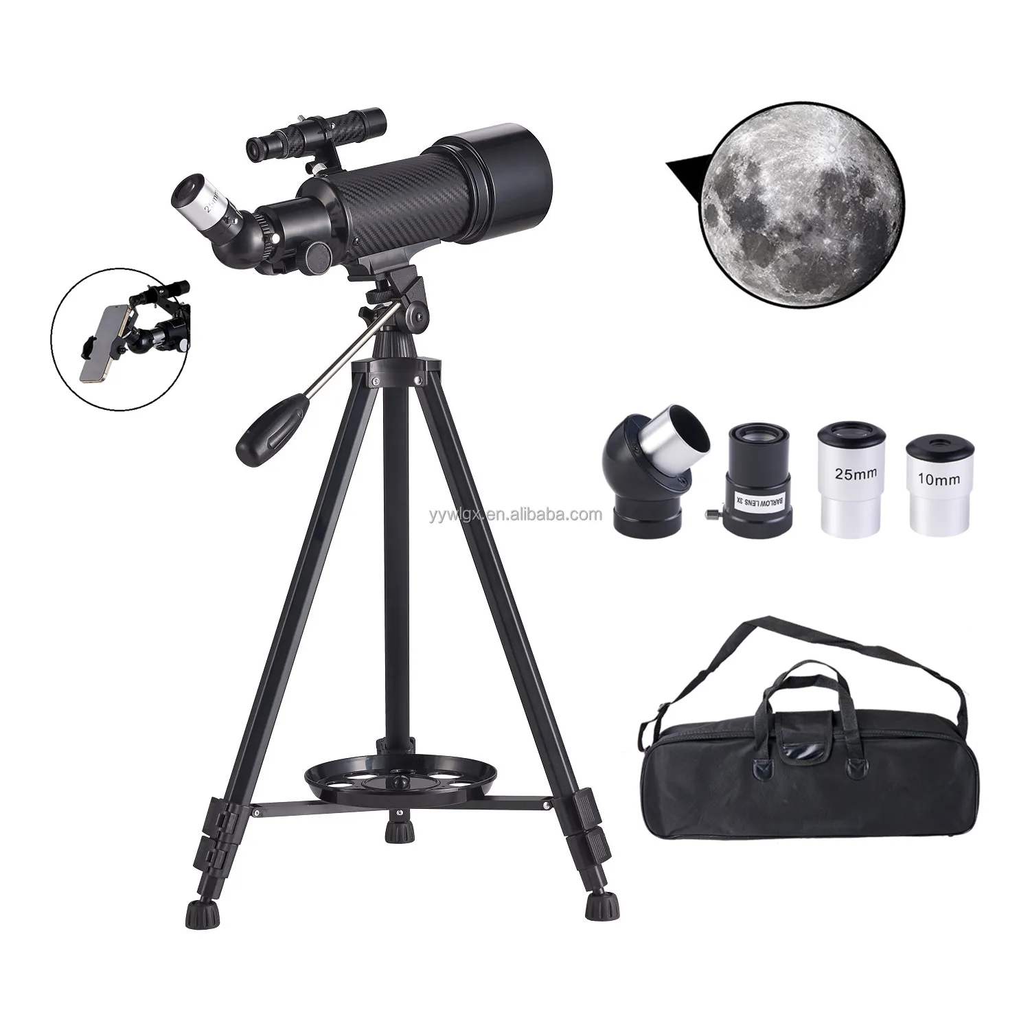 F40070m Outdoors Spotting Scope Professional Smartphone Refractor 70mm Aperture 400mm Focal Length Astronomical Telescope