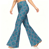Leggings évasés vintage bleu turquoise, taille haute élastique, extensibles dans quatre directions, écologiques, décontractés, coupe large