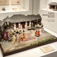 Modèle de diorama personnalisé d'une scène de rue chinoise ancienne