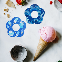 Manchons en papier anti-goutte personnalisés pour cornets de crème glacée, supports en papier à contenu personnalisé pour les magasins de produits alimentaires et les desserts