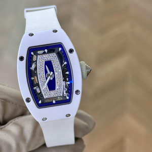 Montre mécanique de luxe pour <span class=keywords><strong>femme</strong></span>, modèle 0701, avec cadran en céramique blanche et lèvres noires, ornée de diamants, idéale pour les banquets et les vacances – Nouveauté très prisée - Product Image 2