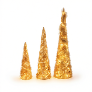 Light Up Christmas Tree Set With Warm White Led Lights Battery Operated Indoor Decorative Standing Trees - Product Image 1