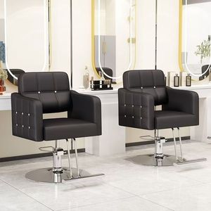 Silla de Barbero Ergonómica Clásica Portátil con Reposapiés y Rotación de 360 Grados, Cuero Sintético para Salón de Belleza y Spa - Product Image 5