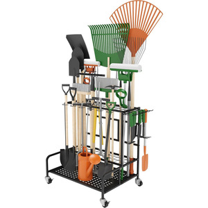 <b>Garden</b> tool organizer, holds 39 tools, patio tool organizer with 12 <b>hooks</b> and broom holder. - Product Image 1