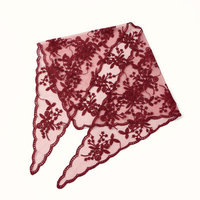 Voile triangulaire en dentelle brodée florale ajourée pour femme, foulard de prière catholique, hijab musulman, écharpe de mariée