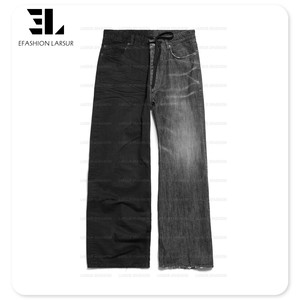 LARSUR Custom <span class=keywords><strong>Factory</strong></span> Distress Wash Cut and Sew Baggy Twill Denim Pants Patch Flare Denim Jeans <span class=keywords><strong>Fifty</strong></span>-<span class=keywords><strong>FIFTY</strong></span> Pantalones de mezclilla para hombres - Product Image 1