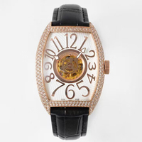 Montre mécanique manuelle de précision pour homme, qualité boutique, lumineuse, multicolore, or rose, diamant, étanche, tourbillon central