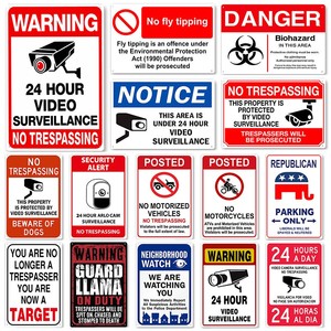 Panneau d'alerte de sécurité pour caméra <span class=keywords><strong>Arlo</strong></span>, avec trous pré-percés pour une installation extérieure facile, panneau publicitaire - Product Image 3