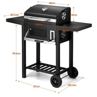 Chariot de jardin extérieur personnalisé Barbecue de camping américain Barbecue à charbon de bois Barbecue fumeur avec table double face