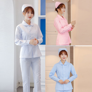 Uniforme de enfermera de manga larga para mujer verano Hospital dos piezas de manga corta traje de una pieza conjunto corto de ropa de protección laboral - Product Image 1