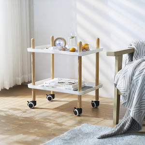 Drie-Tier Beweegbare Opslagrekken Plastic Houten Badkamerkar Keuken Opbergplanken Op Wielen - Product Image 4