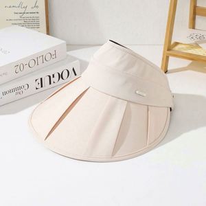 หมวกปีกกว้างแบบจีบสำหรับผู้หญิง ปรับได้ เหมาะสำหรับปั่นจักรยาน ชายหาด ฤดูร้อน ป้องกันรังสียูวี หมวกกันแดดกลางแจ้ง ทรงเปิดด้านบน - Product Image 3