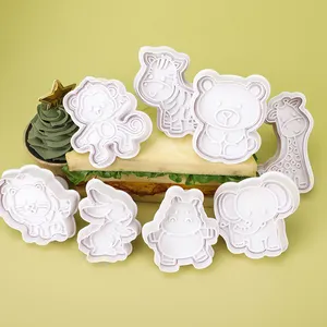 Hot Selling Cartoon Animal Baking Supplies Molds DIY Kitchen Accessories Lion Giraffe Elephant Monkey Hippo Shape Cookie Cutter