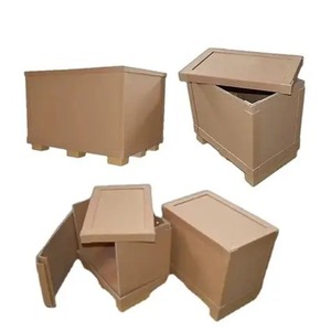 Caja de Embalaje de Palet Plegable Resistente, Reutilizable, de Cartón Corrugado Marrón, con Asa - Product Image 3