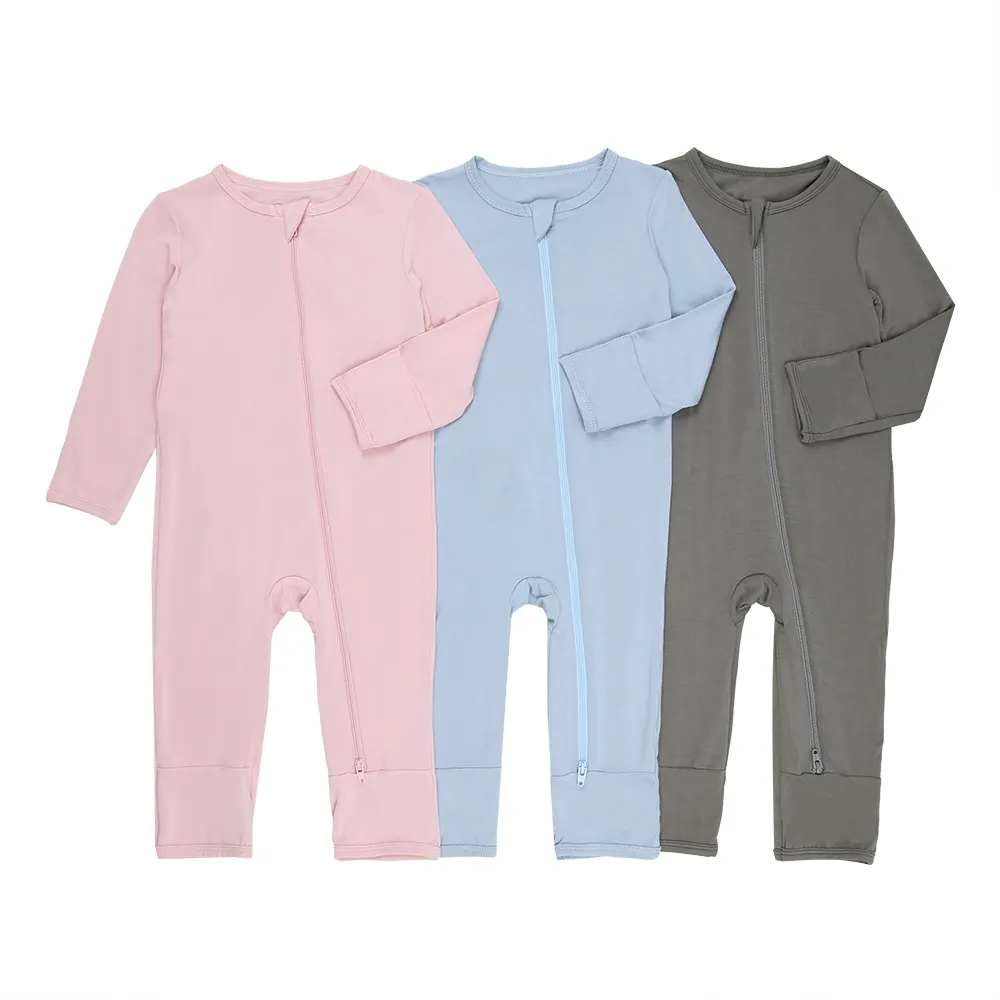 Hot Sale New Customize Spring Infant Clothes Wholesale High Quality Bamboo Viscose Jumpsuit Zipper Newborn Baby Rompers