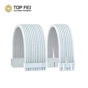 All-white High-quality Weave 18AWG Power Supply Cable Kit 30cm Mod Extension Cable Connection