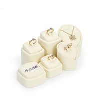 Stock Beige Bijoux Présentoir Ensemble Daim Microfibre Bois Bijoux Plateau pour Bague Collier Boucles D'oreilles Pendentifs et Bijouterie Cabinet