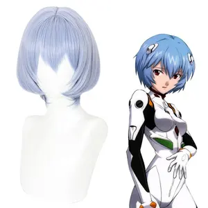 Großhandel EVA Anime Perücke 30cm kurz blau Ayanami Rei Perücke Cosplay synthetische hitze beständige Halloween Party Peluca