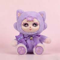 Peluche personnalisée Chat Lune Violette en vinyle avec rembourrage en coton PP, fonction anti-stress pour enfants