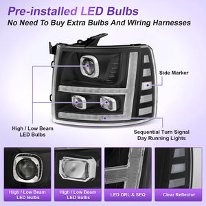 Vente directe d'usine Phare LED complet pour Chevrolet <span class=keywords><strong>Silverado</strong></span> 1500 / 2500HD / 3500HD 2007-2013 Phares automobiles LED - Product Image 2