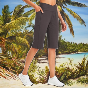 Ribbed Mid Waist Yoga <b>Shorts</b> Spandex/Nylon Quick Dry Breathable Mesh Tummy Control for <b>Women</b> Gym Fitness Running Training - Product Image 2