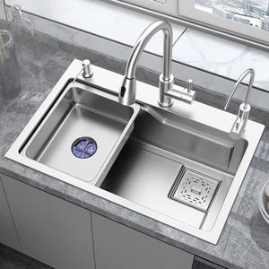 Fregadero de cocina de gran capacidad de acero inoxidable 304 con grifo extraíble giratorio de 360 grados. - Product Image 5