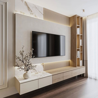 Meuble TV moderne multifonctionnel en bois durable avec éclairage LED, design tendance pour salon, bon prix