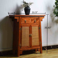 Meuble de rangement d'entrée en bois massif de bouleau, style antique, avec panneaux tressés en rotin, table de séparation de style chinois rétro, Qunshan Y-053 4
