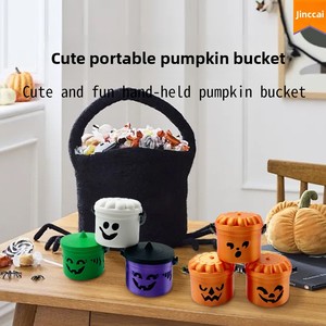 Seau à bonbons d'Halloween en plastique imprimé en 3D, figurine miniature de citrouille, jouet avec personnages de Frozen, mini-seau cadeau d'Halloween, le plus vendu - Product Image 4