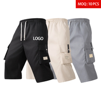 Pantalon cargo court pour homme 140 GSM, impression par transfert thermique, logo personnalisé, taille élastique, pantalon décontracté pour homme, vente en gros