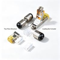 Connecteur modulaire sans outil CAT7 FTP RJ45 8P8C, connecteur cristal à deux pièces en queue d'hirondelle, contacts plaqués or, qualité industrielle