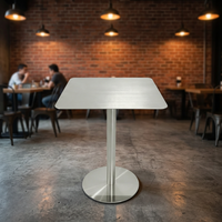 Table de salle à manger ronde en acier inoxydable de style industriel pour salon de thé, café extérieur – Montage requis, mobilier simple pour la maison