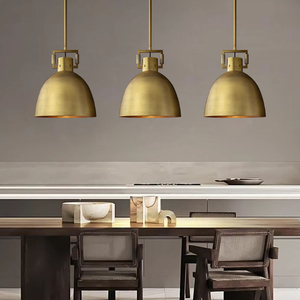 Luminaire suspendu de style mécanicien industriel, en <span class=keywords><strong>laiton</strong></span> <span class=keywords><strong>brossé</strong></span>, abat-jour en métal en forme de dôme, luminaire mécanique, cloche en métal pour mécanicien, luminaire suspendu - Product Image 2