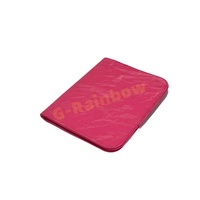 Porte-cartes de règles de Mahjong rose vif, pliable, en cuir lisse, pour Mahjong américain, avec logo personnalisé