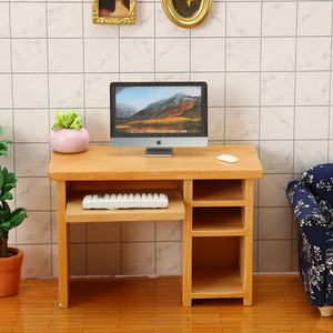 Mode 1:12 maison de poupée Mini meubles modèle bricolage jouet Style bureau scène avec ordinateur en plastique bureau costume souris et clavier - Product Image 4